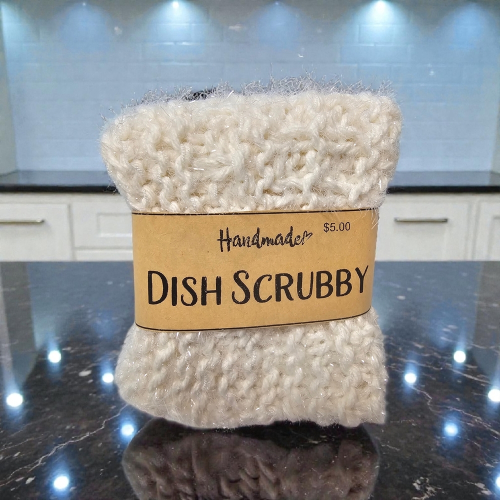 Handmade Cotton White Dish Scrubby